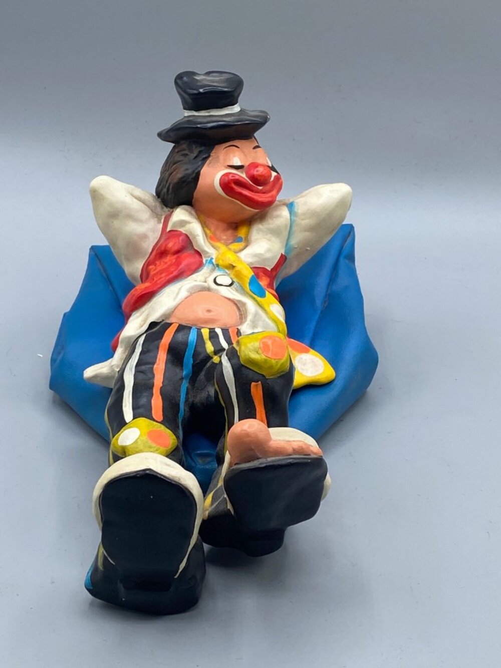 Reclining Clown Figurine with bean bag couch  Annette Little E-9229 Japan 1977